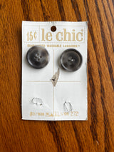 1960’s Le Chic Black and White Plastic Buttons - set of 2 - on card