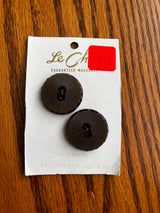 1970’s Le Chic Brown Matte Carved Plastic Buttons - on card