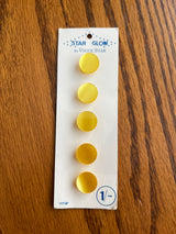 1980’s Vogue Star Yellow Opalescent Plastic Shank Buttons - Opaque - on card