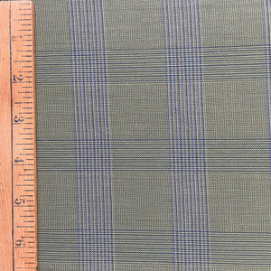 1970’s Blue and Green Plaid Fabric - Cotton Blend - BTY