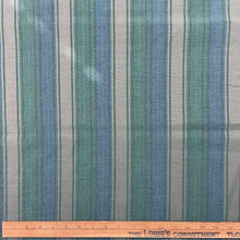 1970’s Blue and Green Stripe Fabric - Cotton - BTY