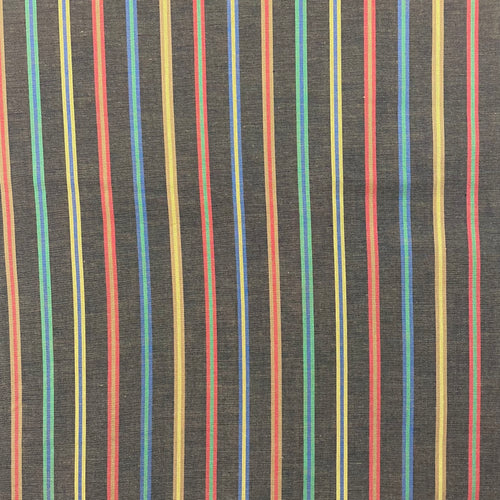 1960’s Brown with Rainbow Stripe Fabric - Cotton - BTY