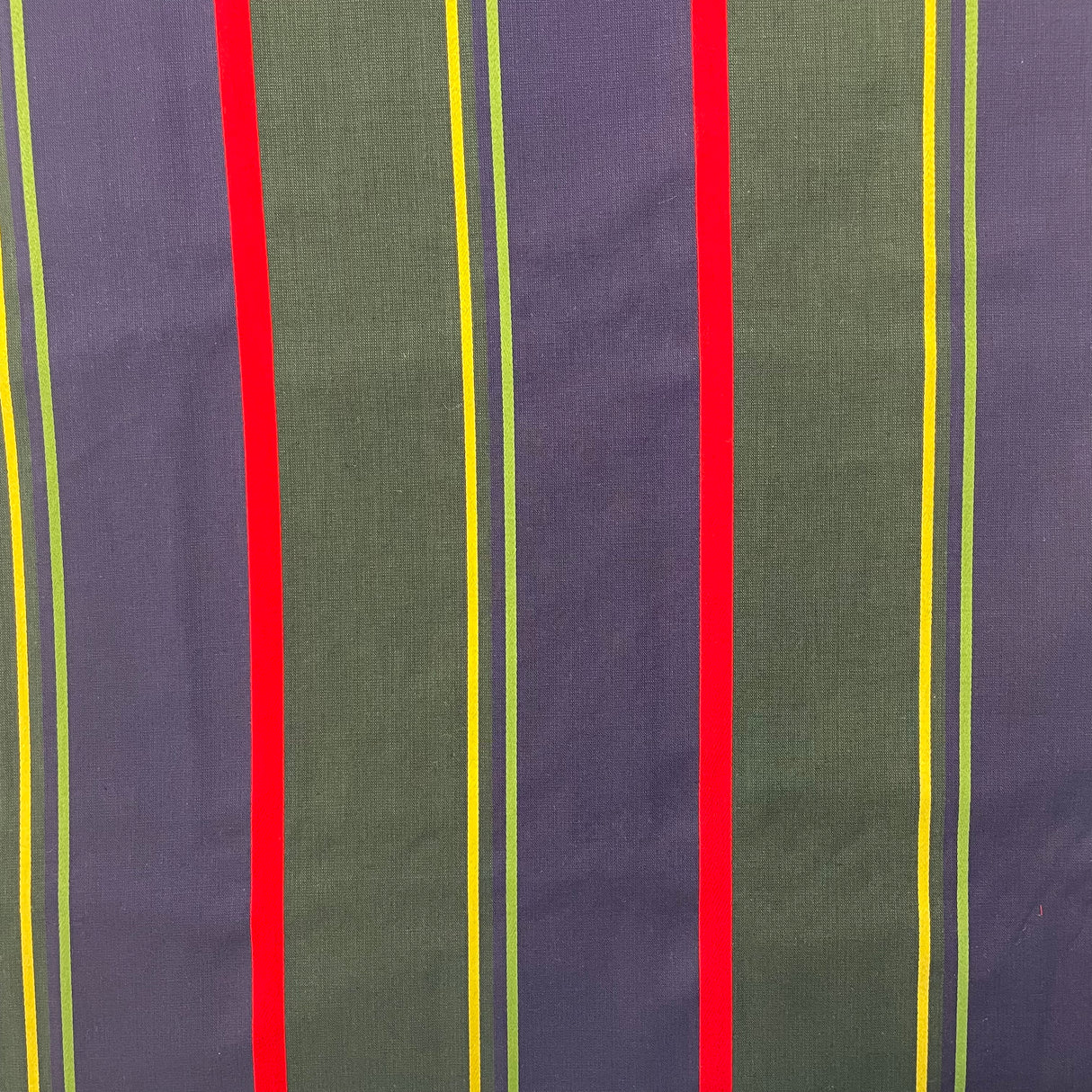 1960’s Navy and Hunter Green with Red and Yellow Stripe Fabric - Cotton - BTY