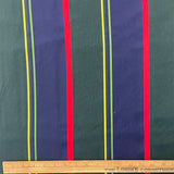 1960’s Navy and Hunter Green with Red and Yellow Stripe Fabric - Cotton - BTY