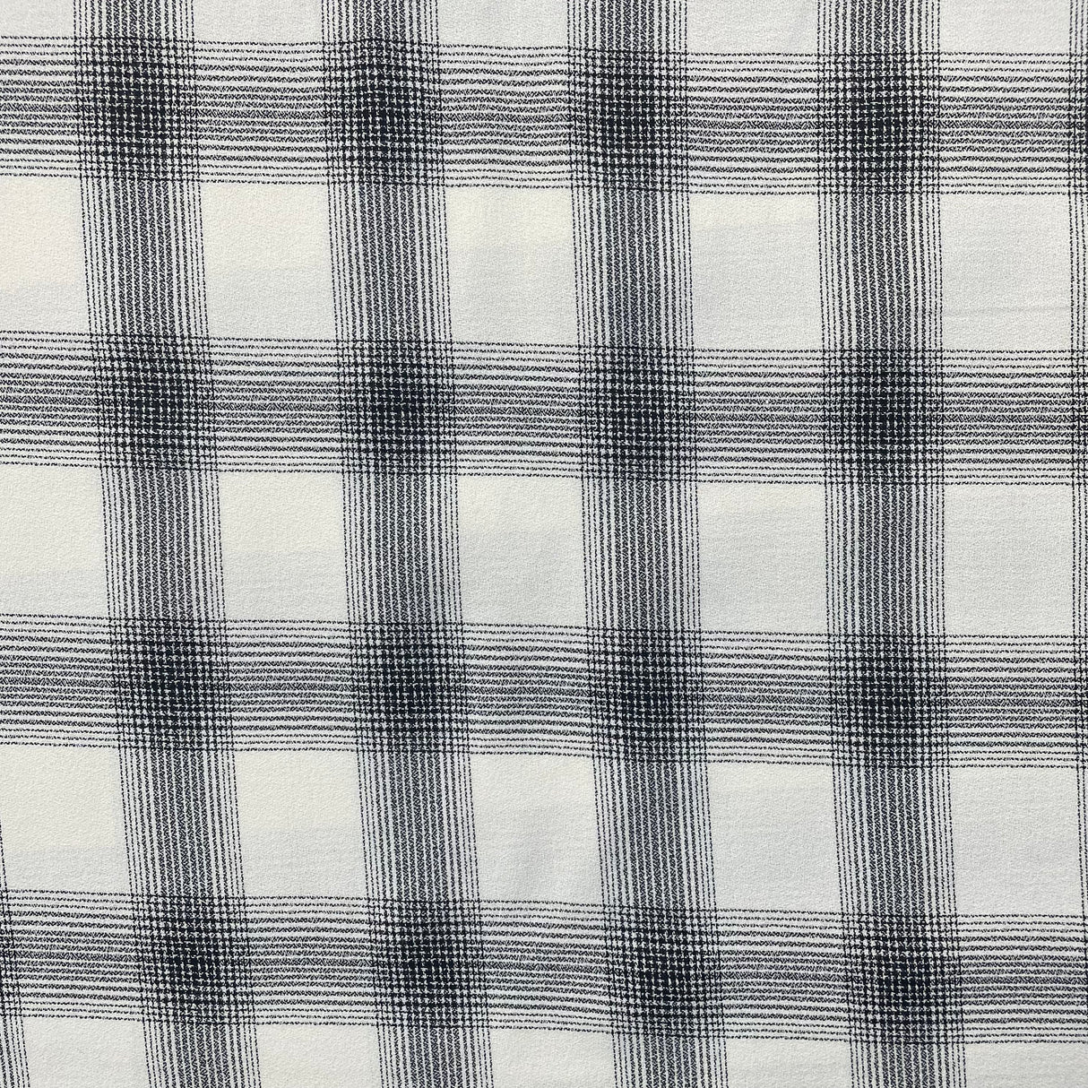 1970/80’s  Black and White Plaid - Polyester Crepe - BTY