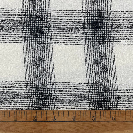 1970/80’s  Black and White Plaid - Polyester Crepe - BTY