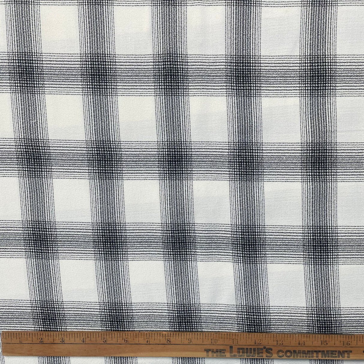 1970/80’s  Black and White Plaid - Polyester Crepe - BTY