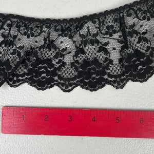 1970’s Large Black Ruffle Floral Edge Lace - Synthetic - BTY