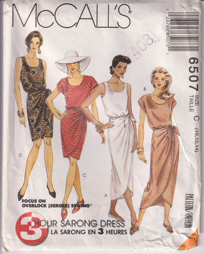 1990's McCall's Mock Sarong Dress in Two Lengths Pattern - Bust 32.5-34-36