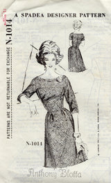 1960's Spadea One Piece Dress with Yoked Sleeve Pattern - Bust 36.5" - No. N-1014