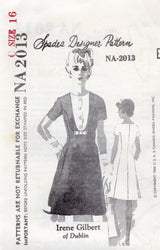 1960's Spadea One Piece Dress with Bib Front Style Pattern - Bust 38" - No. NA-2013