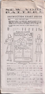 1940's New York One Piece Dress or Crop Top and Gathered Skirt Pattern with Puff Sleeves - Bust 30-34" - No. 133