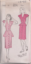 1940's New York Dress with or without Ruffle Shoulders - Bust 32-36" - No. 146