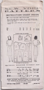 1940's New York Front Closing Dress Pattern with inset Yokes - Bust 32-36" - No. 153