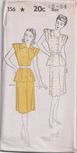 1940's New York Two Piece Dress with Scallop Arm Holes - Bust 30-36" - No. 156