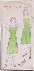 1940's New York Front Closing Dress with Shaped Yokes - Bust 31-35" - No. 159