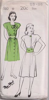 1940's New York Side Closing One Piece Dress - Bust 32-36" - No. 160