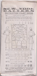 1940's New York One Piece Dress with Zig Zag Yoke - Bust 31-35" - No. 166