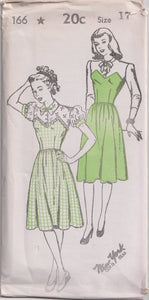 1940's New York One Piece Dress with Zig Zag Yoke - Bust 31-35" - No. 166