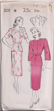 1940's New York Two Piece Dress with Peplum - Bust 36-40" - No. 208