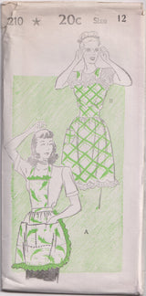 1940's New York Bib Apron or Apron with Back Close and Gathered Skirt  - Bust 30-36" - No. 210