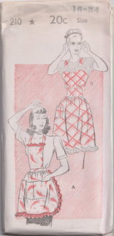 1940's New York Bib Apron or Apron with Back Close and Gathered Skirt  - Bust 30-36" - No. 210