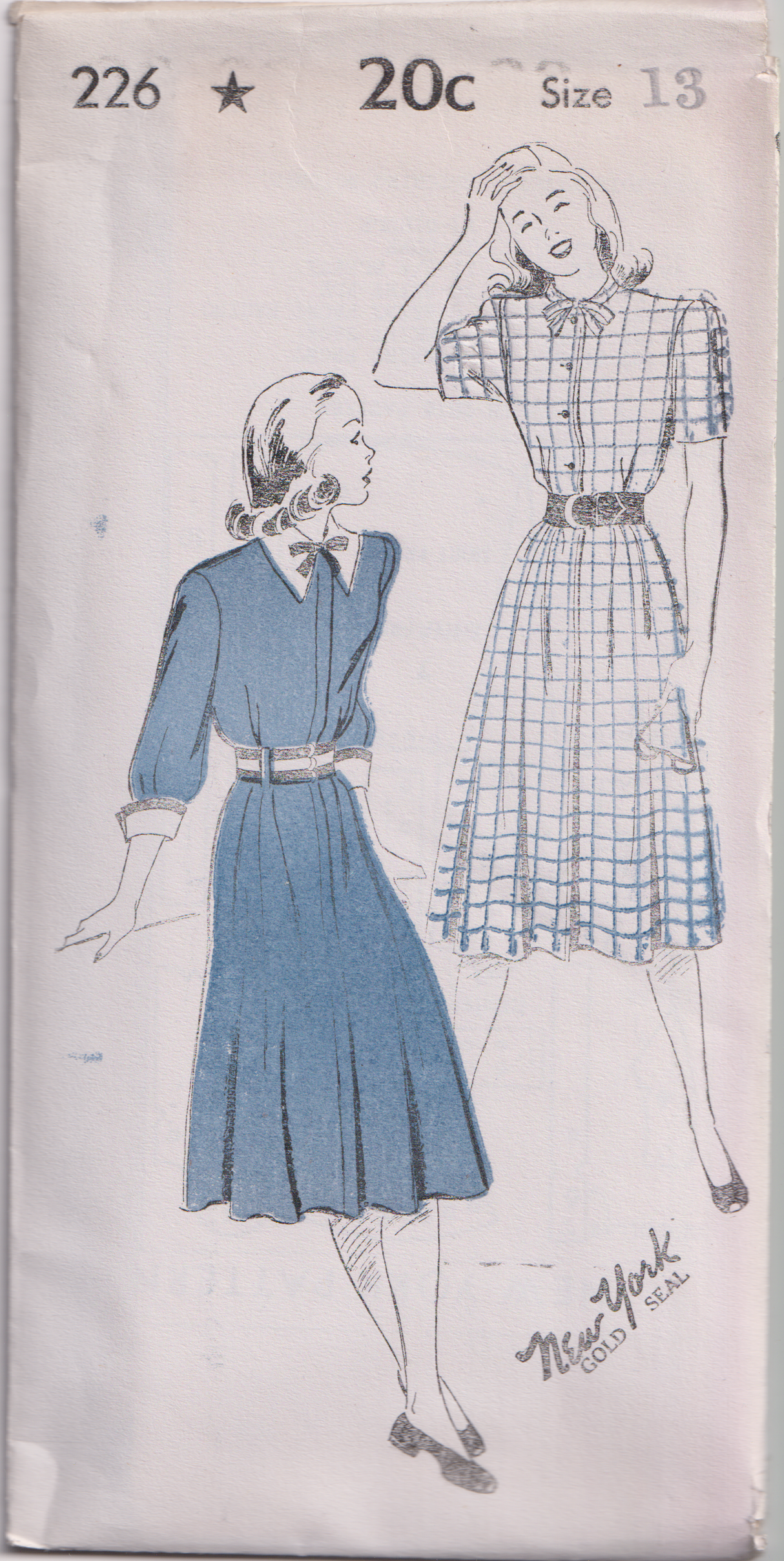 1940's New York Dress with optional Fly Closing - Bust 31-35" - No. 226