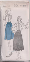 1940's New York Gathered Skirt and Button Up Pin Tuck Blouse Pattern - Bust 30-34" - No. 227