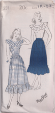 1940's New York Sleeveless Dress with ruffles - Bust 30-36" - No. 231