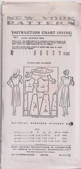 1940's New York Gathered Front Dress with Cap Sleeves - Bust 32-38" - No. 261