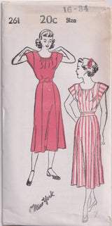 1940's New York Gathered Front Dress with Cap Sleeves - Bust 32-38" - No. 261