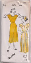 1940's New York Gathered Front Dress with Cap Sleeves - Bust 32-38" - No. 261