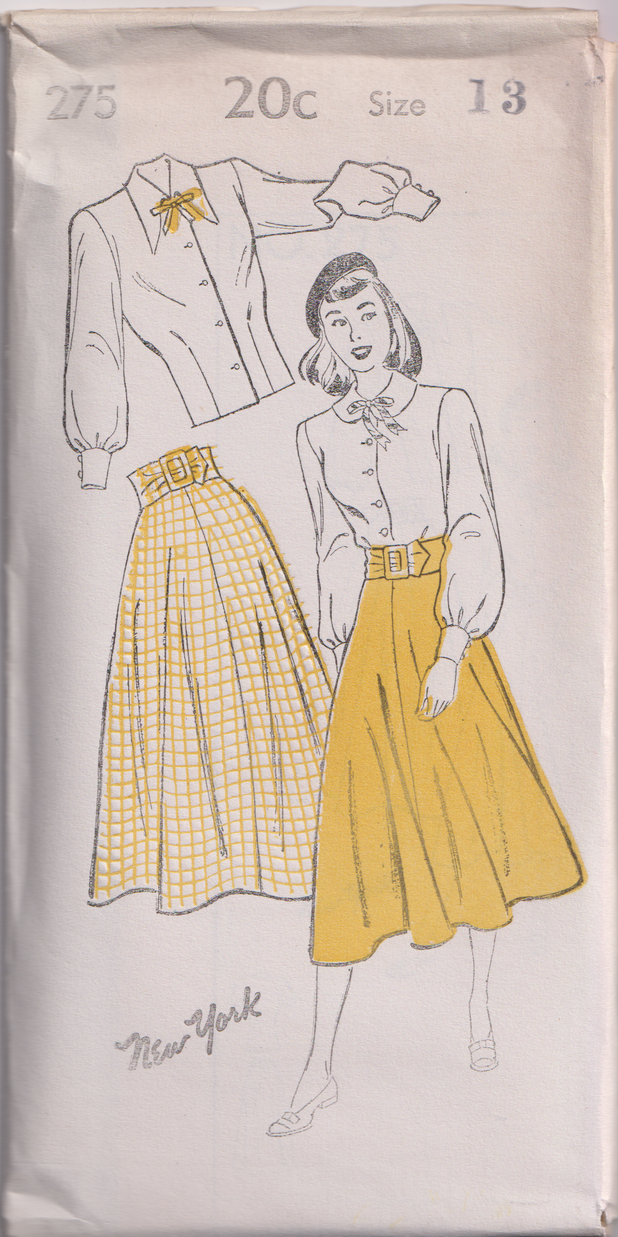 1940's New York Skirt and Blouse Set - Bust 31-35" - No. 275