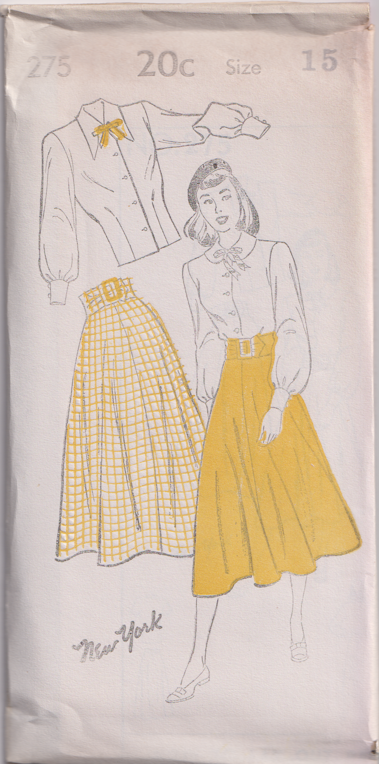 1940's New York Skirt and Blouse Set - Bust 31-35" - No. 275