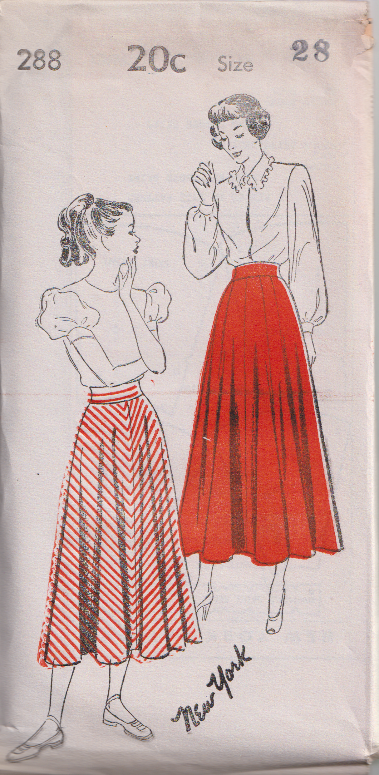 1940's New York Flared Skirt in two Lengths - Bust 24-30" - No. 288