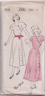 1940's New York Cap Sleeve Dress with surplice closing waist - Bust 29-31" - No. 300