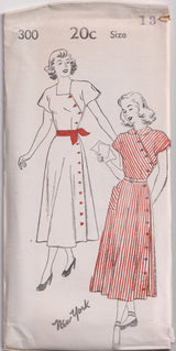 1940's New York Cap Sleeve Dress with surplice closing waist - Bust 29-31" - No. 300