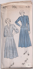 1940's New York Two Piece Dress with peplum - Bust 32-36" - No. 307