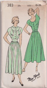 1940's New York Shirtwaist Dress with Fitted Waist and Large Yoke - Bust 32-36" - No. 383