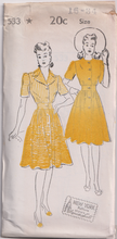 1940's New York Dress Pattern with fitted waist and gathered skirt  - Bust 32-36" - No. 533