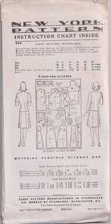 1940's New York Two Piece Dress Pattern - Bust 30-32" - No. 596