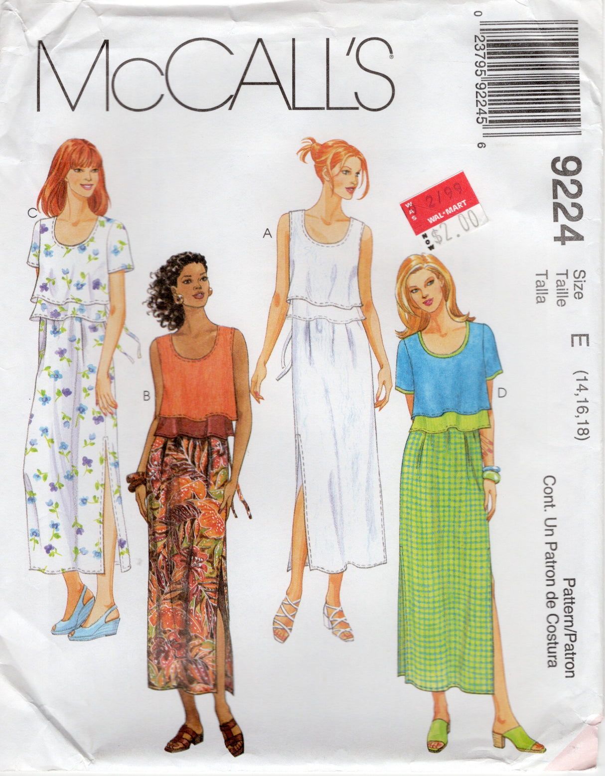 1990’s McCall's Loose-Fitting Dress Pattern - Bust 36-40" - No. 9224