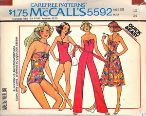 1970's McCall's Bodysuit, Swimsuit, Skirt and Pants Pattern  - Bust 32.5-40" - No. 5592