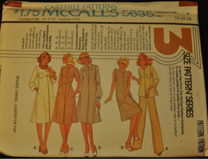 1970's McCall's  Button Up Dress, Jumper or Top Patterns - Bust 31.5-42" - No. 5635