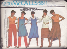 1970's McCall's "Non-Stop" Dress, Wrap Top, Wrap Skirt and Pants Pattern - Bust 32.5-46" - No. 5611