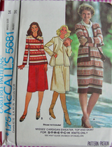 1970's McCall's Cardigan Sweater, Top and Skirt - Bust 30.5-36" - No. 5681