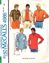 1970's McCall's Men's Button-Up Shirt Pattern - Chest 36" - No. 4986