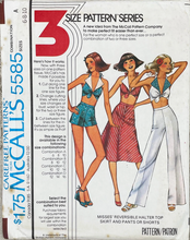 1970's McCall's Reversible Halter Tie Top, A-line skirt and Pants or Shorts Pattern - Bust 30.5-34" - No. 5585