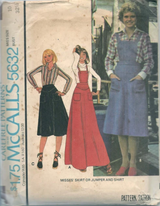 1970's McCall's Overalls or A-Line Yoked Skirt Pattern  - Bust 31.5" - No. 5632