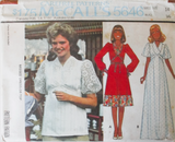 1970's McCall's Maxi or Midi Pullover Dress or Tunic Pattern with Bell or Puff Sleeves  - Bust 31.5-38" - No. 5646